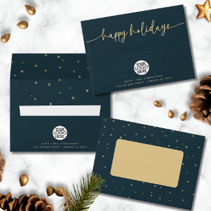 Modern Happy Holidays Script Business Name Logo Envelope