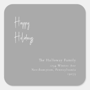 Modern Happy Holidays Silver Square Envelope Seal