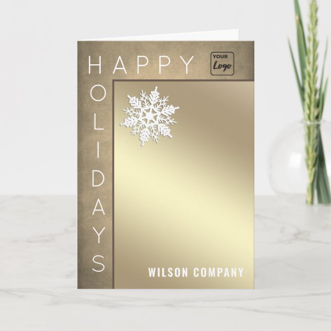 Modern happy Holidays snowflake corporate  Holiday Card (Front)