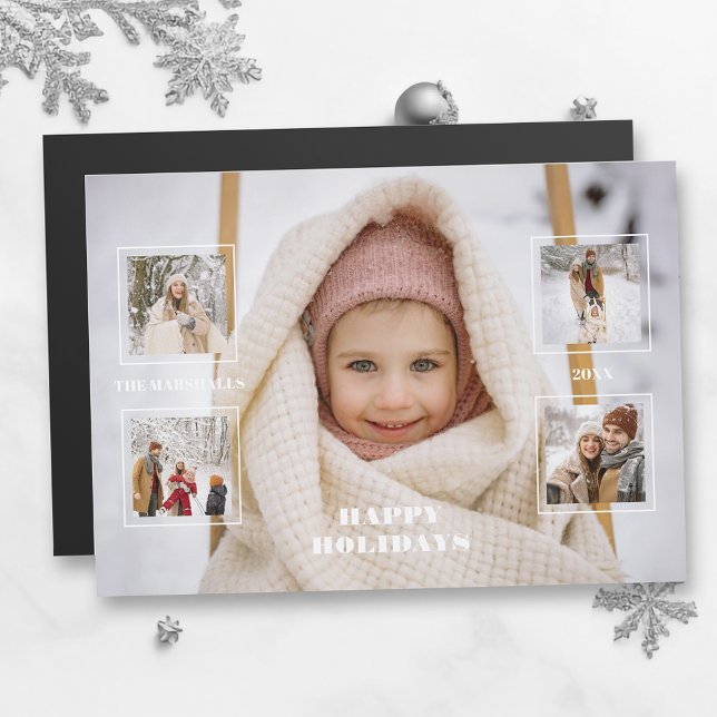 Modern Happy Holidays Thin Line Border 5-Photo (Creator Uploaded)