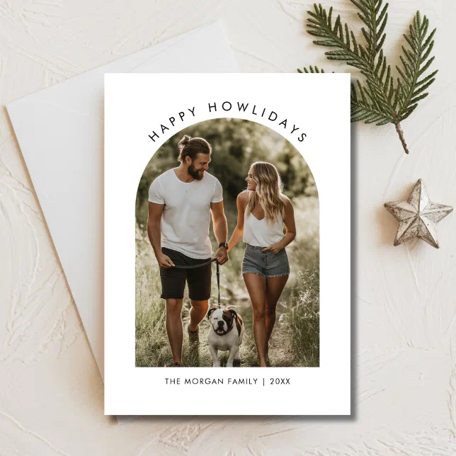 Modern Happy Howlidays Christmas Dog Arch Photo Holiday Card | Zazzle