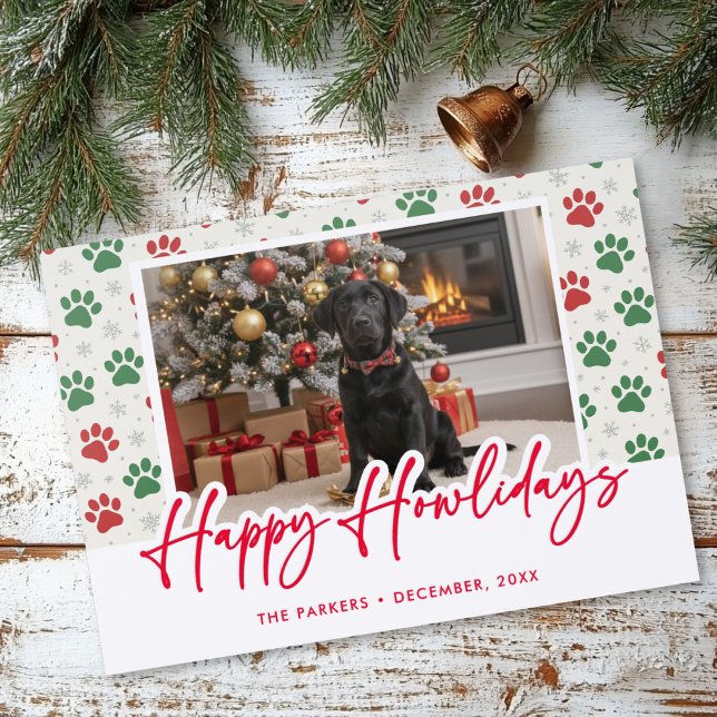 Modern Happy Howlidays Dog Paw Snowflake Christmas Letterpress Photo Cards (Modern Happy Howlidays Dog Paw Snowflake Christmas Letterpress Photo Cards)