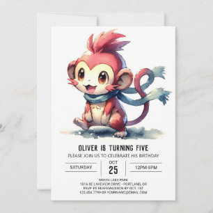 Modern Happy Monkey Birthday Invitation