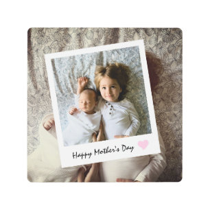 Modern Happy Mother's Day Custom Family Photo Metal Print