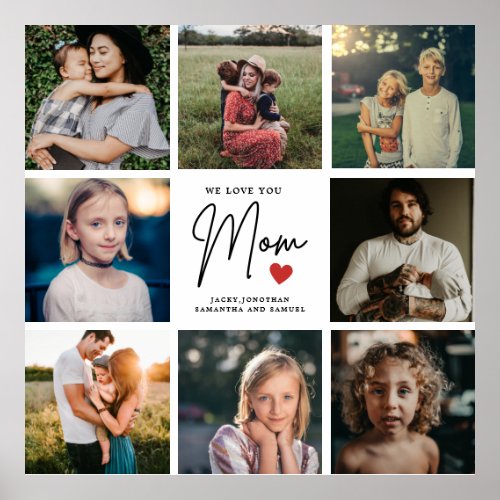 Modern Happy Mothers Day Keepsake 8 photos Poster