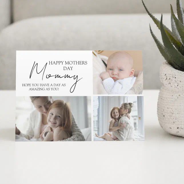 Modern Happy Mothers day Photo Collage Card | Zazzle