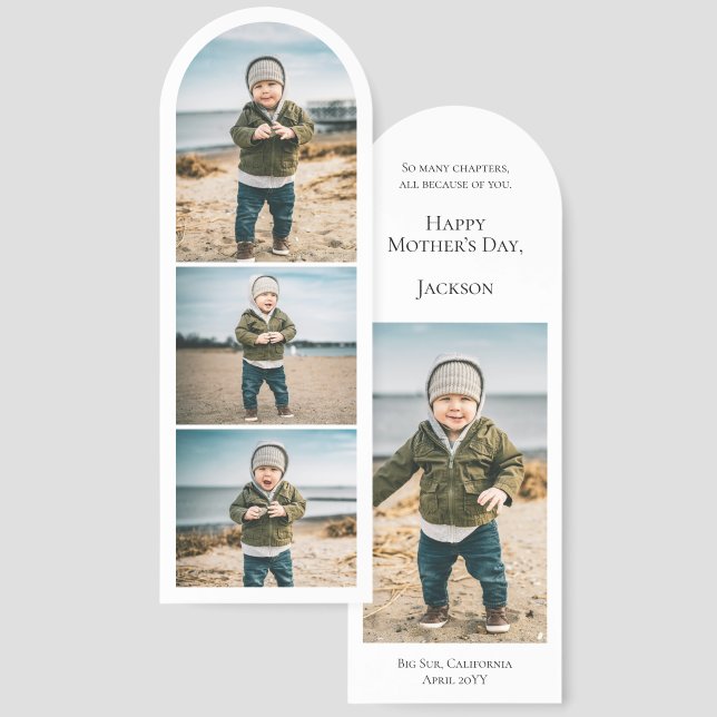 Modern Happy Mother's Day Simple 4 Photo Collage Bookmarks (Front & Back)