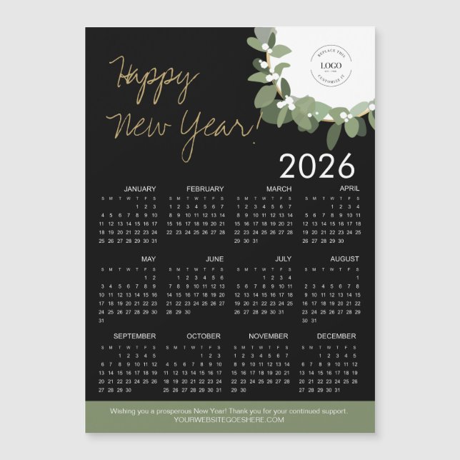 Modern Happy New Year 2026 Calendar Custom Logo (Front)