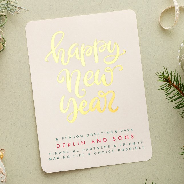 Modern HAPPY NEW YEAR 2026 Custom Business Gold Foil Holiday Card (Creator Uploaded)