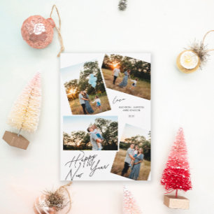 Modern Happy New year 4 photo design Holiday Card