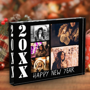 Modern Happy New Year 5 Photo Collage Block