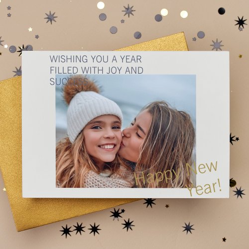 Modern Happy New Year Custom Photo Holiday Postcard