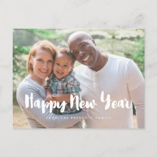 Modern Happy New Year family photo Postcard