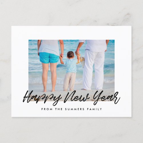 Modern Happy New Year holiday family photo Postcard
