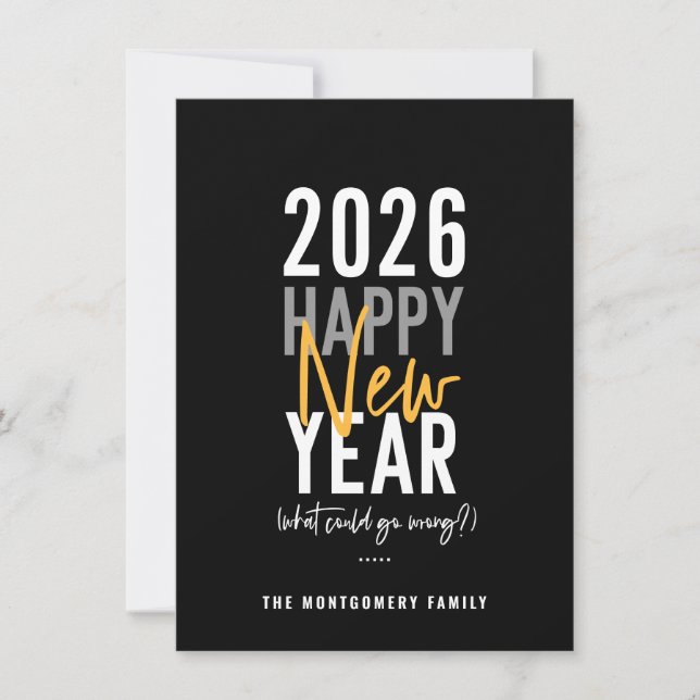 Modern Happy New Year Humor Holiday Card (Front)