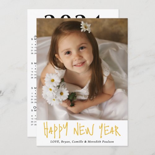 Modern Happy New Year Photo 2024 Calendar Holiday Card