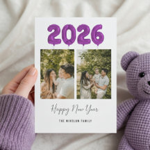 Modern Happy New Year Photo Collage , 2026 Purple