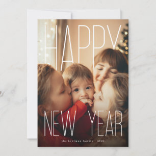 Modern Happy New Year Photo Holiday Card