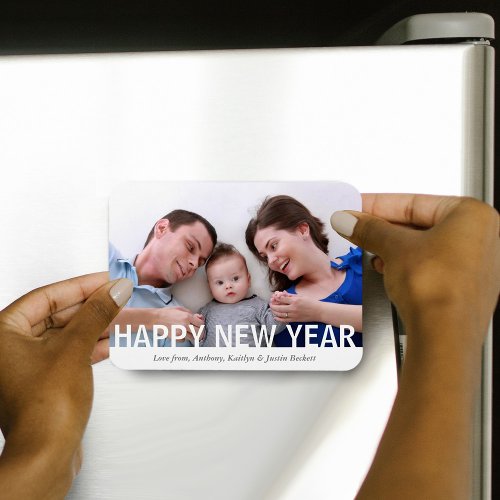 Modern Happy New Year Photo Magnet