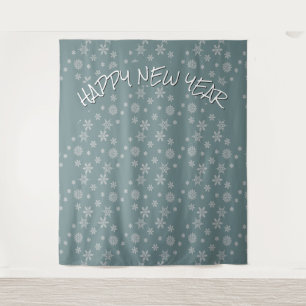 Modern HAPPY NEW YEAR Snowflake Tapestry