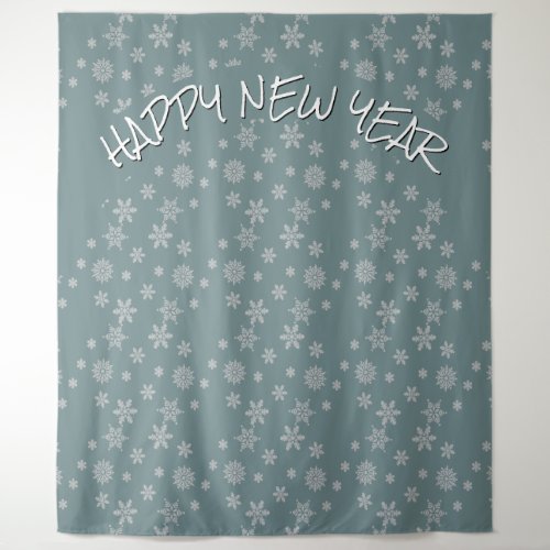 Modern HAPPY NEW YEAR Snowflake Tapestry