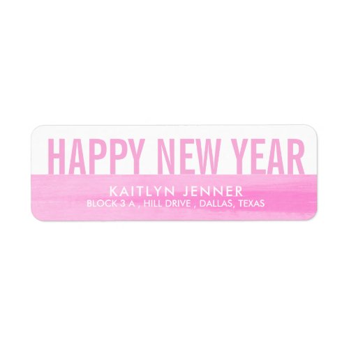 Modern Happy New Year  Typography Pink Whimsical Label