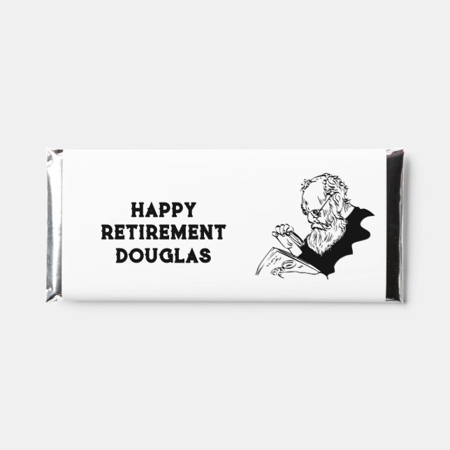 Modern Happy Retirement Party Birthday Gifts  Hershey Bar Favors (Front)