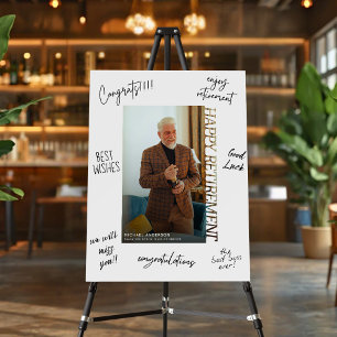 Modern Happy Retirement Party Guest Signature Foam Board