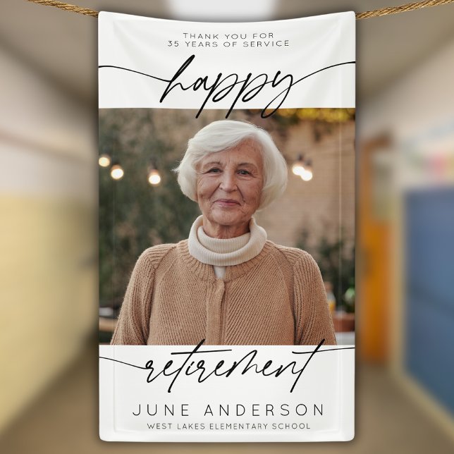 Modern Happy Retirement Script Photo Banner (Creator Uploaded)
