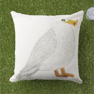 Modern happy seagull with French fries Outdoor Pillow