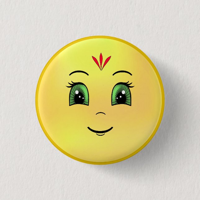 Modern Happy Sun Face Button (Front)