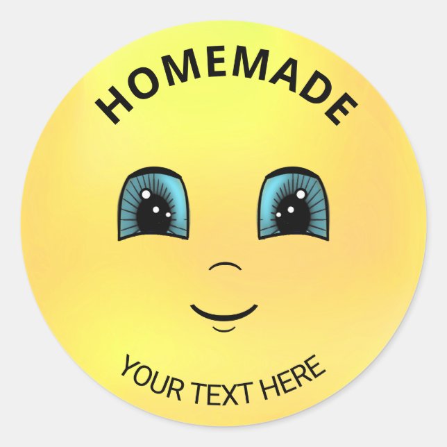 Modern Happy Sun Face Homemade Classic Round Sticker (Front)