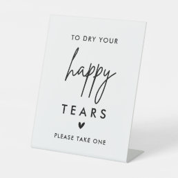 Modern Happy Tears Wedding Tissues Pedestal Sign