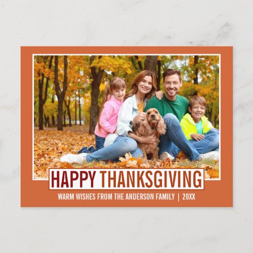 Modern Happy Thanksgiving Family Photo Postcard