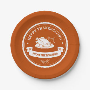 Modern Happy Thanksgiving Table Decor Paper Plates
