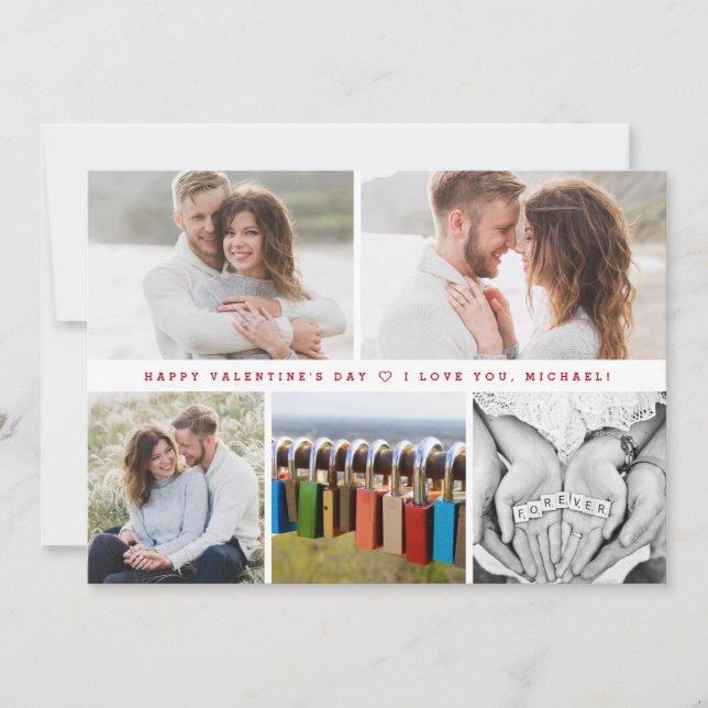Modern Happy valentine's day Boyfriend Photos Holiday Card (Front)