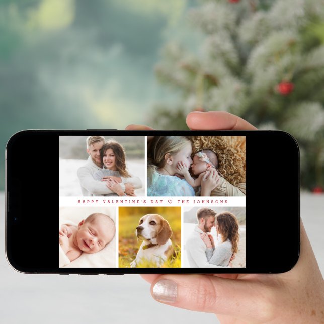 Modern Happy valentine's day Custom family Photos Holiday Card (Front Digital)