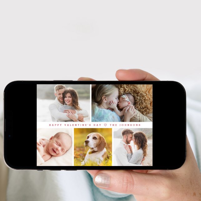 Modern Happy valentine's day Custom family Photos Holiday Card (Front Digital)