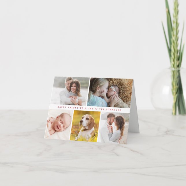 Modern Happy valentine's day Custom family Photos Holiday Card (Front)