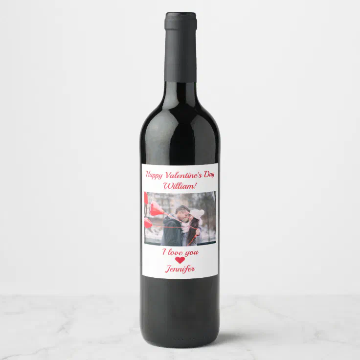 Custom wine bottle labels valentine's day