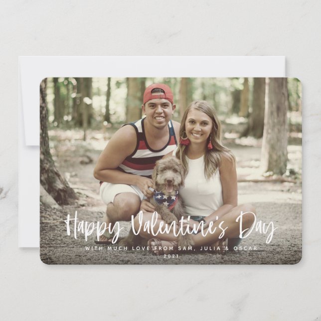 Modern Happy Valentine's Day Full Photo Holiday Card (Front)
