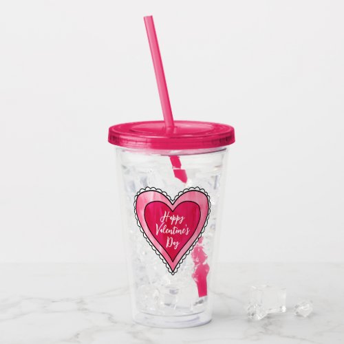 Modern Happy Valentines Day Heart Acrylic Tumbler