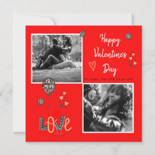 Modern Happy Valentines Day Photo Love Red Holiday Card