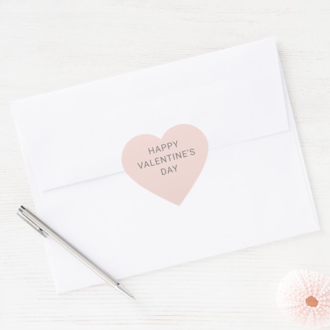 Modern Happy Valentine's Day Pink Gray Heart Sticker (Envelope)