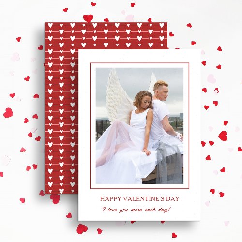 Modern Happy Valentines Day Red Photo Holiday Card