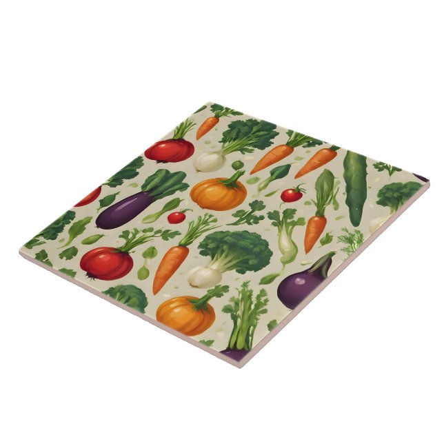 Modern Happy Vegetables Healthy Food Collection Ceramic Tile (Side)