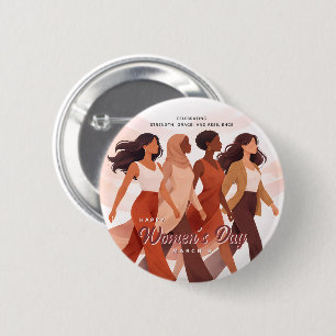 Modern Happy Women's Day Celebration March 8  Button