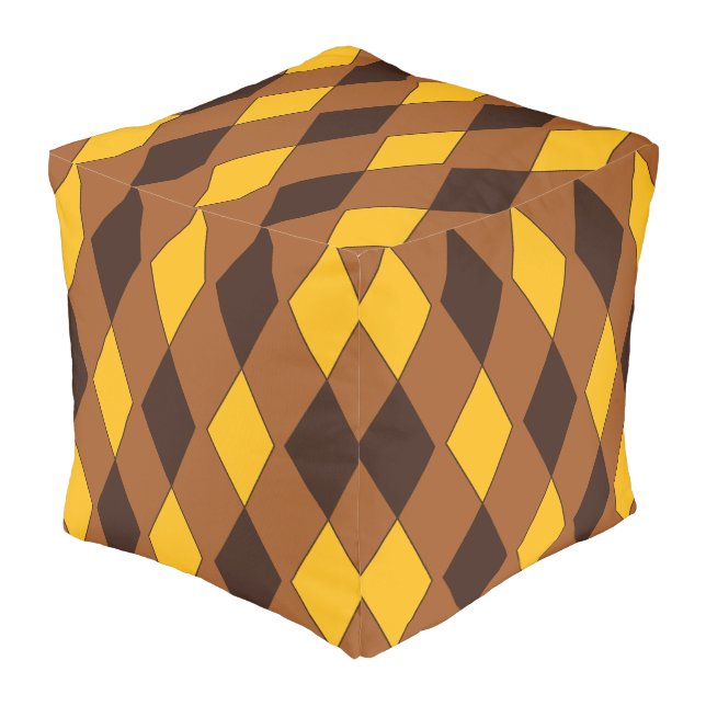 Modern Harlequin Diamond Pattern Pouf (Angled Front)