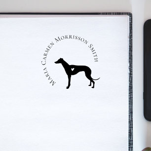 Modern Hart Dog Custom Name Library Book Rubber Stamp