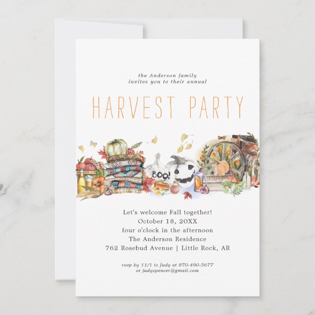 Modern Harvest Dinner Party Invitation (Front)